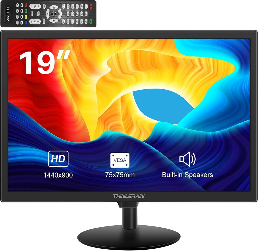 19 inch Computer Monitor 1440x900 PC Monitor with HDMI VGA AV BNC USB Ports, 60Hz, 5Ms, VESA, Display Build-in Speakers for Office Home