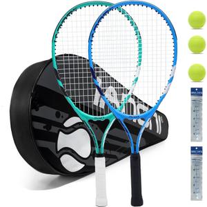 Tennis Racket for Kids 23'' Kid's Tennis Racquet Set of 2-2 Chird Tennis Rackets with 3 Balls,2 Grips,2 Vibration Dampers