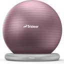 Trideer Exercise Ball for Office Desk, Yoga Ball Chair to Relieve Back Pain, Stability & Fitness Ball Seat with Base, Home Gym Core Workout, Abs, Stretching & Therapy (L(23-26ines/58-65cm), Purple)