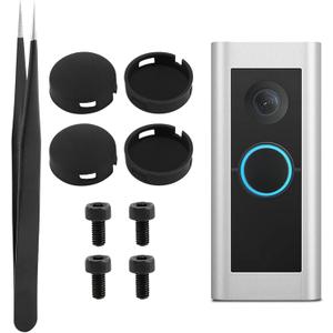 Doorbell Button Replacement, Round Doorbell Push Button Replacement with Screws, Video Doorbell Buttons, Doorbell Push Button Switch, Repair Split Cracked Broken Button (Black)