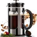 French Press Coffee Maker, Easy to use,Large 304 Stainless Steel Coffee Press, Cold Brew Heat Resistant Thickened Borosilicate Coffee Pot for Camping Travel Gifts, 34 Ounce, Dark Pewter