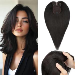 Rich Choices Hair Toppers for Women Real Human Hair Remy Hairs Toppers for Women with Thinning Hairs Crown Wispy Clip in Topper Hairpieces 14 Inch No Bang-#1B Natural Black