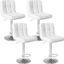 DUMOS Bar Stools Set of 4, 24 inch Counter Height Bar Stools, Upholstered Modern Kitchen Barstools with Metal Base, PU Leather Saddle Stools for Kitchen Island, White