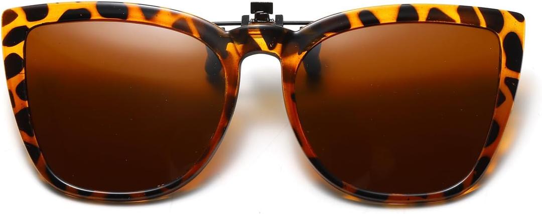 Long Keeper Polarized Clip on Sunglasses Over Prescription Women Men with UV Protection Clip on Cat Eyeglasses