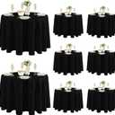 Fitable 8 Pack Round Tablecloths: Stain Resistant Wrinkle Free Circle Table Clothes, Washable Reusable Polyester Table Covers for Wedding Party Birthday Banquet Reception(Black, 120 Inch)