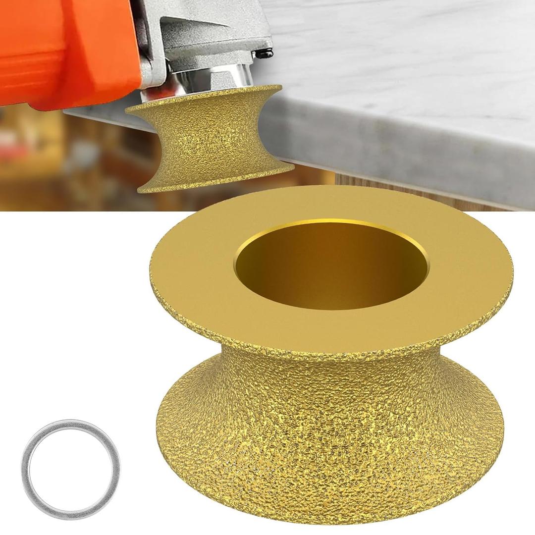 Edge Diamond Grinding Wheel, Profile Hand Diamond Wheel Bullnose Diamond Grinding Wheel Wear Resistant Tile Marble Edge Grinding Wheels 46 Grit 30/35mm for Stone Marble Granite Grinding