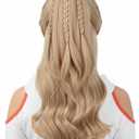 Blonde Wig with Bun for Women Straight Synthetic Wig for Halloween Costume Cosplay (Blonde)