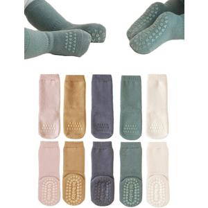 Baby Non Slip Grip Socks Toddler Knee High Anti Skid Crew Slipper Crawling Socks for Girls Boys Newborn (M)