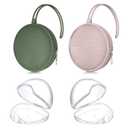 Smlpuame 4 Pack Pacifier Holder Case Set,2 Silicone Portable Pacifier Cover Pouch Bag for Diaper Bags Baby Carriage with 2 Transparent Pacifier Storage Container Box,Easy to Clean,Boho(Green+Pink)
