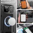 Lanhiem for iPhone 15 Plus Metal Case, [Built-in Camera Kickstand & Glass Screen Protector] Heavy Duty Full Body Military Rugged Shockproof Magnetic Aluminum Alloy Cover for 15 Plus 6.7" (Black)