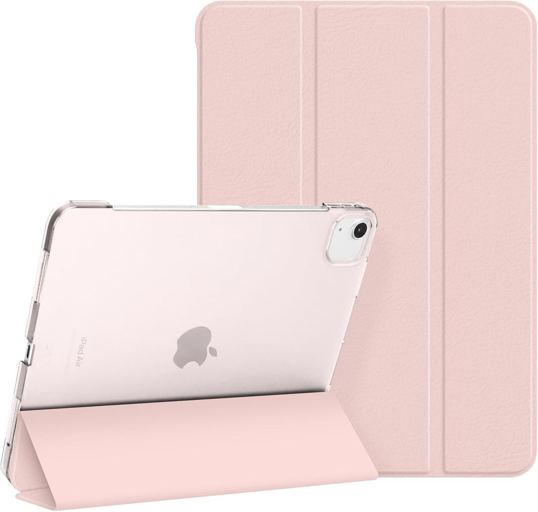 Dwopar for iPad Air 13 inch M3/M2 2025/2024 Case, iPad Pro 12.9 (6th/5th Gen 2022/2021),Hard PC Translucent Frosted Back Shell Case with Auto Wake/Sleep, Trifold Stand Cover, Support Pencil Pro, Pink