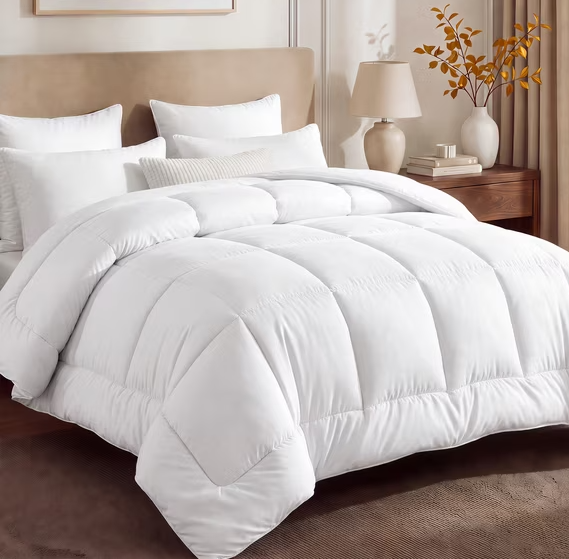 Bedsure All Season Down Alternative Comforter Duvet Insert, Machine Washable Quilted Reversible Duvet Insert with Corner Tabs, White, Standard Size, 102x90 inch