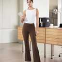 DLOODA Womens Dress Pants Stretchy Work Pants Business Casual Office Trousers Pull On Flare Slacks with 4 Pockets (Brown, S)