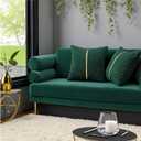 Dark Green Pillow Covers 20x20 Pack of 2 with Gold Leather Soft Velvet Throw Pillow Covers Decorative Couch Pillowcase Luxury Modern Pillow Cover Spring Summer Home Decor for Sofa Bed