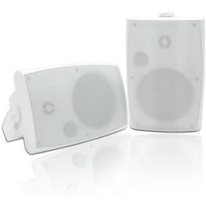 Herdio 400W 6.5 Inch Passive Outdoor Speakers Wired Waterproof,2 Way Wall Mounted Speakers with Powerful Bass for Patio Home Indoor Poolside Deck Backyard (Pair, White)