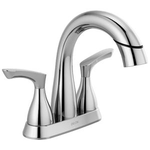 Delta Broadmoor Centerset Chrome Bathroom Faucet with Sprayer, 4 Inch 3 Hole Bathroom Sink Faucet with Pull Out Sprayer, Push-Pop Drain, Chrome 25765LF-PD