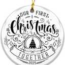 Our First Christmas Together 2025 Ornament  Couples First Christmas Ornament 2025, Newlywed Engagement Wedding Gift, Romantic Ceramic Christmas Tree Decoration, Holiday Keepsake for Couples
