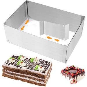 Cake Ring,Cake Mold,Rectangle Cake Tin,Adjustable Rectangle Mousse Mold from 5.9" to 11",Square Shaped Mousse Cake Cutter Baking Mold Pastry Baking Tool for Cake, Party Dessert(Height:10 cm)