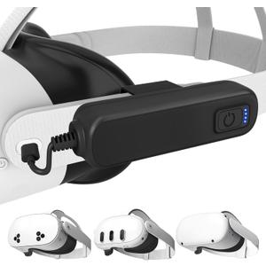 Battery Pack for Meta/Oculus Quest 3S/3/2,5000mAh Battery VR Charger, Extend 2-4 Hours Playtime, Lightweight Fast Charging VR Headset Safe Power Bank for Meta Quest 3S/3/2 Accessories (Black)