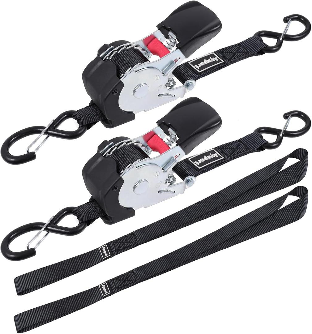 Ayaport Retractable Ratchet Straps Self Retractable Tie Down Straps 1200Lb Break Strength Heavy Duty 12ft for Motorcycle, Dirt Bike, Moving Cargo, Car, Truck Accessories (2, 1" x12')