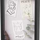 QDSSDECO 11x14 Shadow Box Frame with Linen Backboard & Real Glass, Wood Display Case, Deep Showcase to Hang The Photos, Tickets, Wedding Bouquets, Medals, Baby Sports Memorabilia,Black