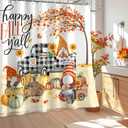 Bonsai Tree Fall Shower Curtains for Bathroom 72X60, Fall Gnome Shower Curtain, Autumn Truck Bathroom Decor Curtain with Hooks (Orange 6072)