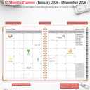 4 x 2026 Planner, Weekly and Monthly Calendar Planner from January 2026 - December 2026, 5.75" x 8.38" Hardcover Leather Hourly Appointment Book with Tabs, A5 Spiral Daily Planners for College School Work Home, Pink