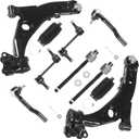 10PCS Suspension Kit Fits 2007-2014 for Ford Edge, 2007-2015 for Lincoln MKX (2 Front Lower Control Arms Sway Bars 4 Inner & Outer Tie Rods 2 Boots) 2008 2009 2010 2011 2012 2013