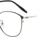 GUDVUE Blue Light Glasses, Computer/Gaming/TV/Phones Glasses for Women/men, Anti Glare/UV400/Eye Strain, Oval Black/Silver