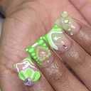 24 Pcs Duck Press on Nails Medium Fake Nails with Rhinestone French Tip False Nails with 3D Flower Pearl Design Full Cover Duck Feet Nail Tip Summer Glue on Nail Acrylic Artificial Nails for Women