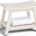 Wood Shower Bench for Inside Shower, 24" Stool Chair with Shelf