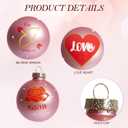 DN DECONATION 12Pcs Valentines Day Ball Ornaments, Pink Red Glass Ball Ornament with Rose Heart Love for Valentine's Tree Decor Wedding Party Supplies Hanging Baubles Decoration