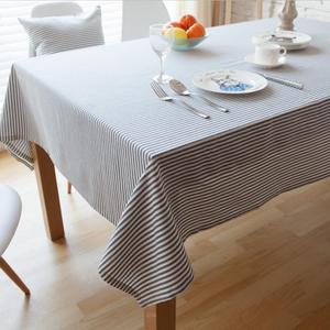 Grey and White Stripe Tablecloth – Farmhouse Linen Table Cloth Dust-Proof Washable Table Cover for Kitchen Dinning Tabletop Decoration, 38x89