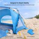 Beach Tent, Portable Sun Shelter for 2 Person with UPF 50+ UV Protection, Easy Setup Waterproof Beach Shade Canopy Cabana for Family Outdoor and Picnics, Fishing with Carrying Bag, Blue, Compact 1-2 Person
