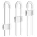 (3 pack white) 4 button Cabinet Locks, U-Shaped Proofing Drawers Safety Child Locks Adjustable, for Wardrobe,Kitchen,Bathroom,Drawer,Fridge,Cupboard Doors Knobs & Handles