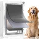 3-Flap Steel Large Dog Door for Exterior Doors with Sliding Lock Panel, Energy-Efficient Insulated Pet Door, Extreme Weather Doggy Door with Telescoping Tunnel, Never RustPets Up to 100 Lb