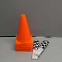 Race Car Birthday Party Decorations - 7inch Orange Race Cones(Holes on Top) with Checkered Flags,12 Traffic Cones, 24 Racing Black and White Flags,Racecar Theme Two Fast Centerpieces Supplies(36PCS)