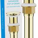 Bchlein Bathroom Sink Drain Without Overflow - Brushed Gold Pop Up Drain incl. 3 Extra Seals - German Brand
