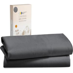 California Design Den 100% Cotton Pillow Cases Standard Size Set of 2, Soft & Cooling Sateen Weave Pillow Cases Queen (Grey)