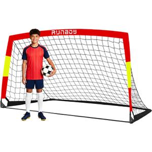 Kids Soccer Goal for Backyard, World Cup Elements Design 7x5 FT Portable Folding Soccer Net for Kid with Carry Bag, Indoor and Outdoor Fun Training Practice Use