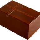 Wooden Cremation Urns for Human Ashes Adult Large (9" x 5.5" x 5", 180 Cu/in) – Handcrafted Hardwood Memorial Box with Cross – Maroon Funeral Burial Urn