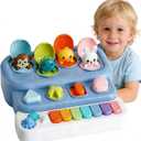 Interactive Pop Up Music Piano Toy with Music & Lights, Montessori Animal Cause and Effect Toys, STEM Learning Educational Baby Toy for Toddlers 1-3 Years Old, Gift for Infants 6-12 Months