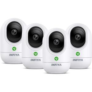 360 Cameras for Home Security-Indoor Camera Monitoring Baby/Nanny with 2K High Resolution & One-Tap Call, 24-7 Local Storage, Compatible with Alexa/Google Home, K7 4Pack (2.4GHz Wi-Fi Only)
