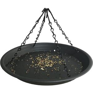 12.8" Platform Bird Feeder,Large Hanging Tray Squirrel Feeder,Wild Bird Seed Catcher Tray,Bird Viewing,for Attracting Birds Outdoors,Yard Garden,Backyard Decoration,Gift Ideas for Bird Lovers, Black