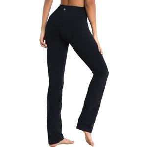 BUBBLELIME 29"/31"/33"/35"/37" Women's High Waist Straight Leg Yoga Pants Tummy Control Workout Pants with Pockets (Black, M)