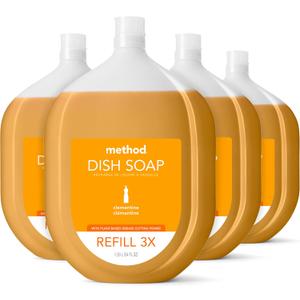 Method Gel Dish Soap Refill, Clementine Scent, Powerful Cleaning Formula, Large Refill Tub, Cuts Through Grease, 54 Fl Oz (Pack of 4)