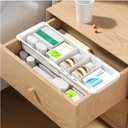 Plastic Drawers Organizer for Office Bathroom Bedroom Kitchen Desk - 1 Layers More White Storage Tray - Expandable 11.4-18.1 Inches (DEEP 2.3")