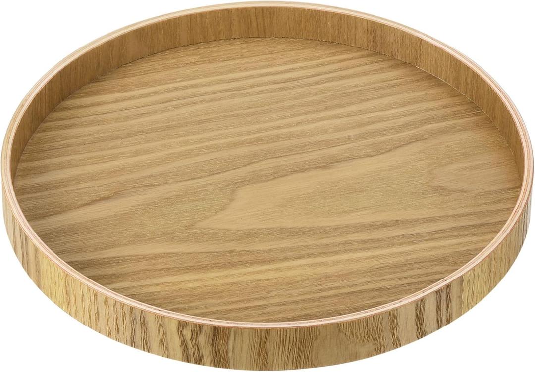 PATIKIL Wood Serving Tray 8 Inch, 1 Pack Round Decorative Platter for Home Kitchen Table Candle Holder