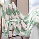 Oversized King Checkered Blanket for Couch - Super Soft Extra Large Throw Blankets for Bed Fluffy Fuzzy Plush Lightweight Cozy Blanket120" x 120",Sage Green