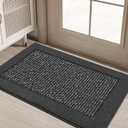 BEQHAUSE Indoor Door Mat 20" x 32", Dirt Trapper Door Mats Non-Slip Entryway Rugs Washable, Resist Dirt Absorbent Welcome Mat, Low Profile Floor Mats for Front Back Door and Entryway, Charcoal (1'8" x 2'8" (Rectangular))